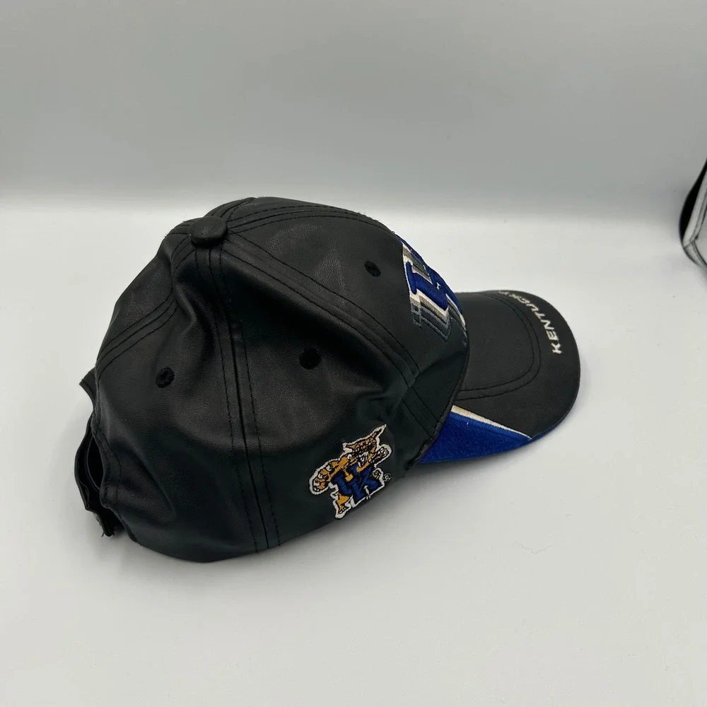 Kentucky Wildcats Baseball Cap Mens OSFA Black Blue Faux Leather Embroidered Hat